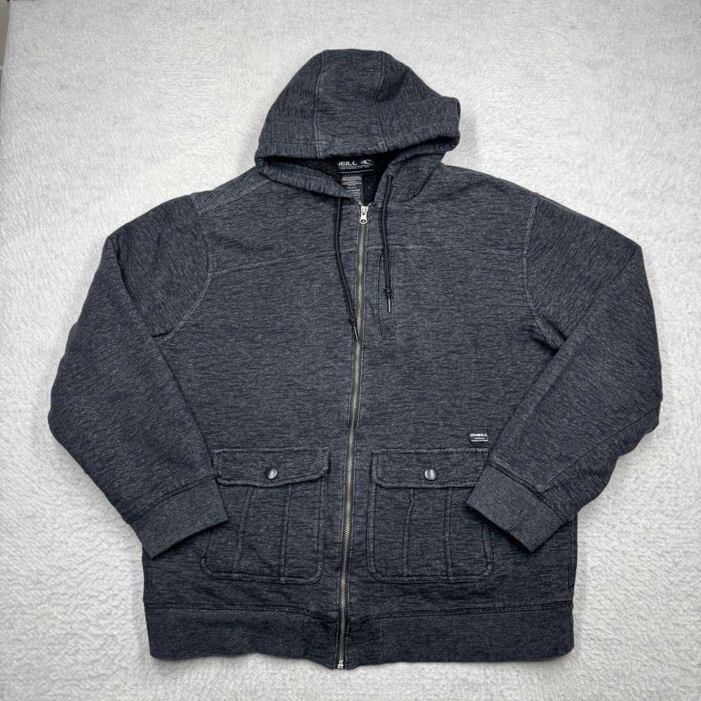 O'neill Hoodie Surf Wear Jacket Sherpa Lined Full Zip Gray Skate Y2K Men's XXL